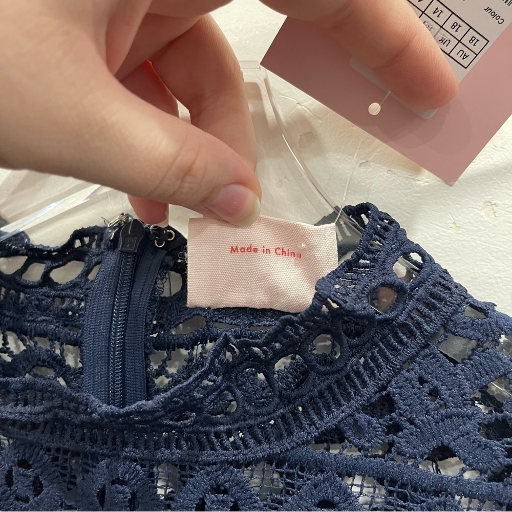 Showpo Hidden Figures Mini Dress in Navy Lace Women’s 14 A-Line High Neck - Picture 8 of 16